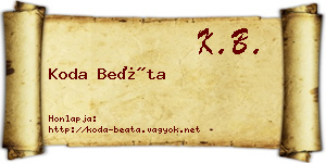 Koda Beáta névjegykártya