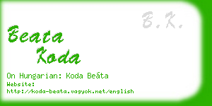 beata koda business card